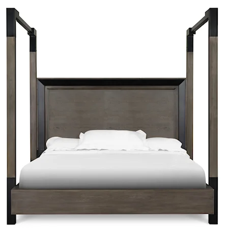 Contemporary Queen Poster Bed with Metal Canopies